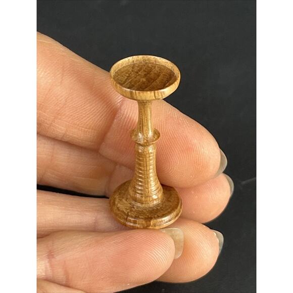 Dollhouse Miniature M Hunt Maire Wood Hand Turned Candle Holder New Zealand - Picture 6 of 8